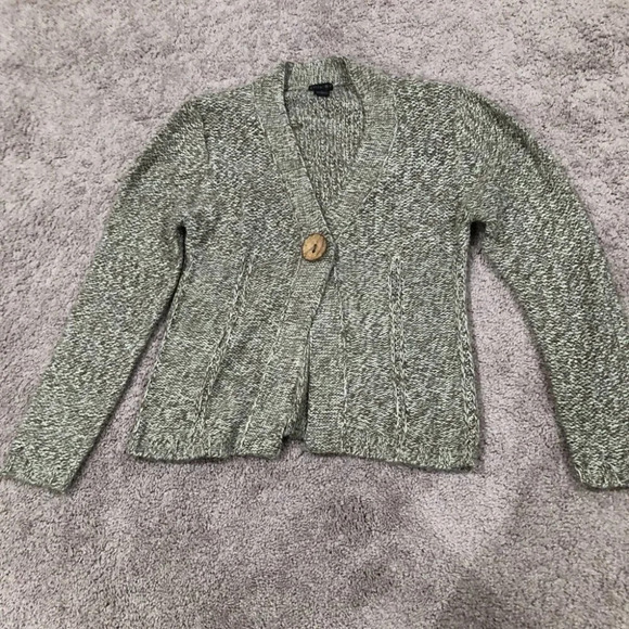 Vintage Tally Ho Single button cardigan heathered cream and brown Size Medium - Picture 2 of 10